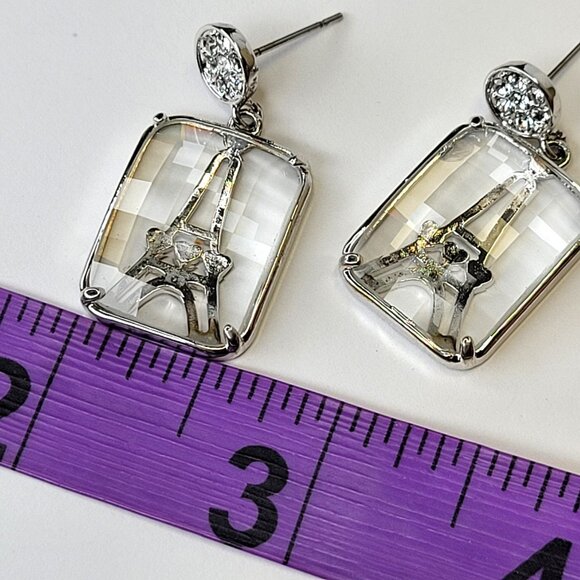 Clear Quartz Earrings Small Clear Glass Earrings Light Elegant Glass Earrings - Picture 6 of 10
